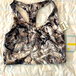 NWT Zella Women's Black Marbelized Print/Sz XS Studio/Sports Bra MSRP $39